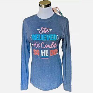 NWT NEW JADELYNN BROOKE SHE BELIEVED HE COULD SO HE DID RELIGIOUS TEE T-SHIRT XS